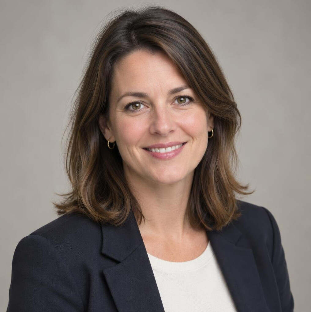 Portrait of a smiling Belgian woman in her late thirties